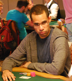 Does this guy look like he just won $4.8 million? Thirty minutes after winning, Gregg sat down in the $25,000 Six-Max No-Limit Hold'em event.
