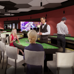 The new technology hub features elements of mock hotel rooms, a casino floor, a sportsbook and more.