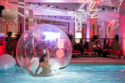 Resorts World Catskills Grand Opening featured a number of performances, including cirque du soleil-style acrobats.